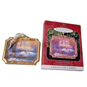 Hallmark 1998 Christmas II Thomas Kinkade Ornament 2nd Gold Frame Painting